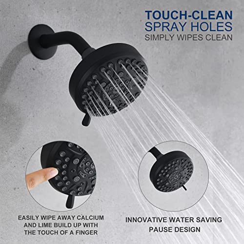KENES Matte Black Single Handle Shower Faucet, Modern Shower Trim Kit with 10-Spray, Rainfall Shower System Bathroom Shower Trim Systems Wall Mount, KE-6019B-2 (Shower Valve Included)