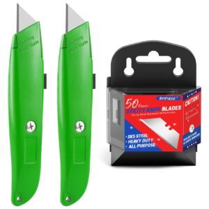 diyself 2pack utility knife box cutter retractable and 50pack utility knife blades box cutter blades