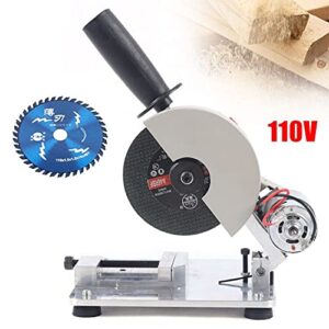 Mini Table Saw 4'' Portable Small Hobby Chop Saw 0-45° Angle Adjustable 9000r/min Woodworking Bench Cut-Off Saw Small Cutting Machine for Soft Metal, Iron Sheet, Wood, Plastic, Aluminum Alloy Cutting