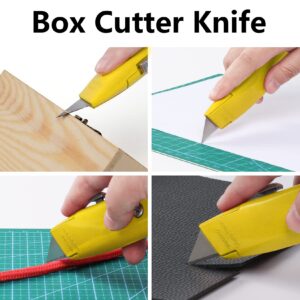 DIYSELF 2Pack Utility Knife Box Cutter Retractable and 50Pack Utility Knife Blades Box Cutter Blades