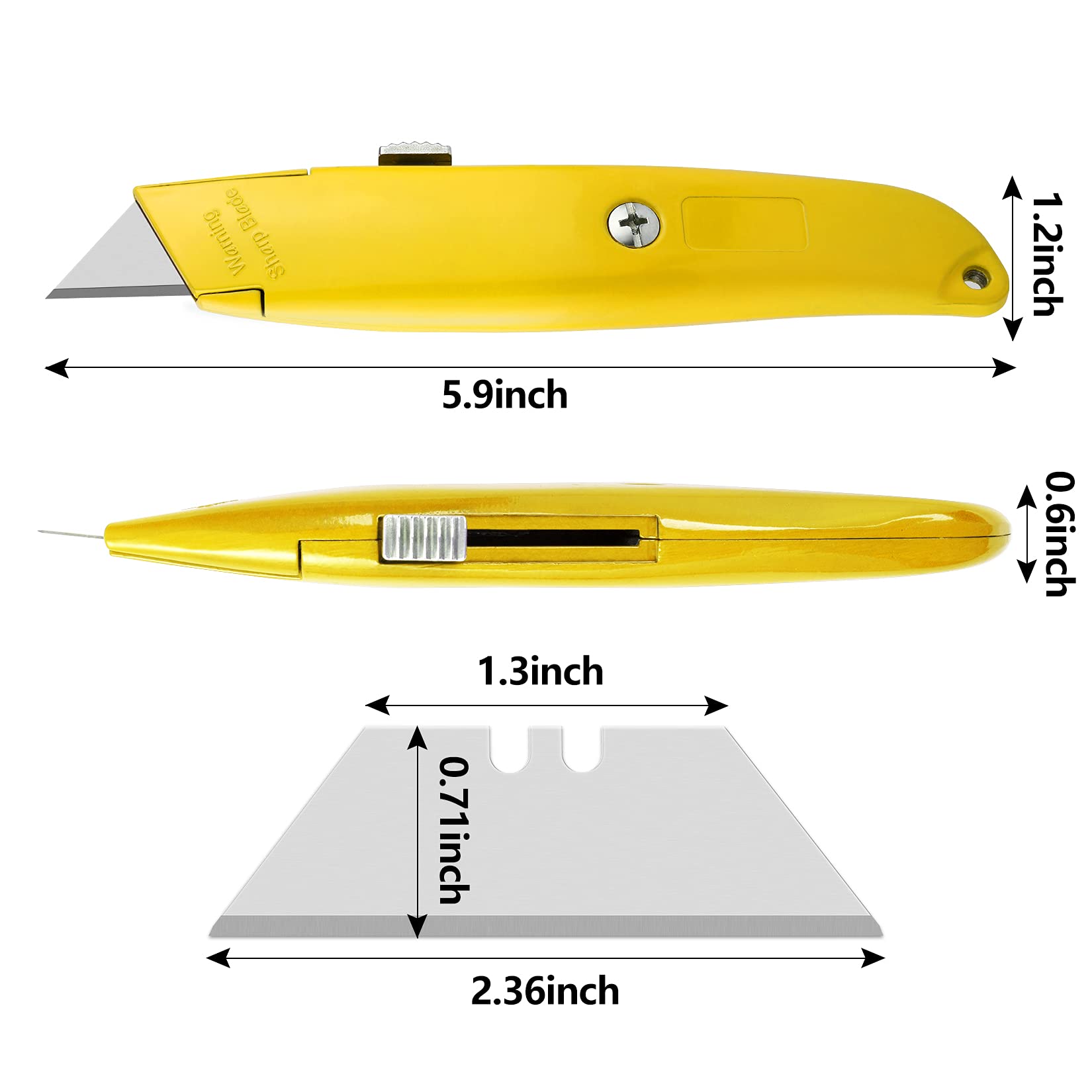 DIYSELF 2Pack Utility Knife Box Cutter Retractable and 50Pack Utility Knife Blades Box Cutter Blades