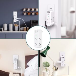 Surge Protector - Outlet Extender with Rotating and Multi Plug with 6 AC 3 USB Ports (1 USB C), 3-Sided Power Strip with Wall Adapter Charger for Home Travel Office, ETL Listed (1800J)