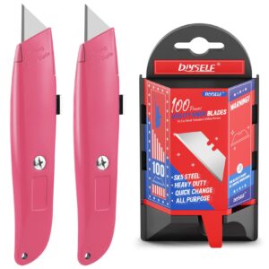 diyself 2pack utility knife box cutter retractable and 100pack box cutter blades