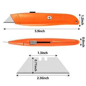 DIYSELF 2Pack Utility Knife Box Cutter Retractable and 100Pack Box Cutter Blades