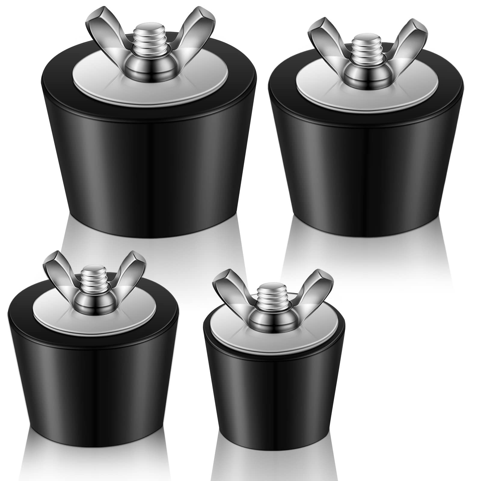 Demissle 4 Size Pool Plug for Inground Pool Rubber Pool Plugs Pool Return Line Plug for Above Ground Pool Swimming Pool Skimmer Plugs Winter Expansion Plugs, 1 in, 1.25 in, 1.5 in, 2 in (4 Pieces)