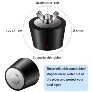 Demissle 4 Size Pool Plug for Inground Pool Rubber Pool Plugs Pool Return Line Plug for Above Ground Pool Swimming Pool Skimmer Plugs Winter Expansion Plugs, 1 in, 1.25 in, 1.5 in, 2 in (4 Pieces)