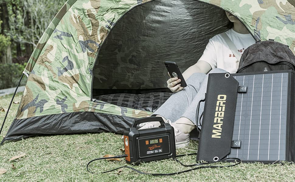 POWSTREAM 100W Portable Power Station Solar Generators 167Wh Lithium Battery Power Supply with 110V AC Outlet, 2 DC Ports, 4 USB Ports, LED Flashlights for CPAP Home Camping Emergency Backup