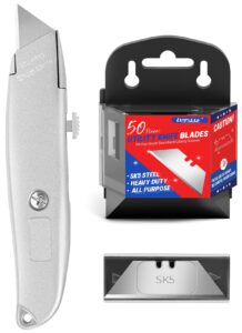 diyself 1 pack box cutter retractable with 10 blades and 50 pack utility knife blades