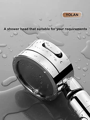 High Pressure Shower Head,360° Rotating Shower Head Holder 3 Settings with ON/OFF Switch,Drill-Free base,3 shower filters with 78" Stainless Hose shower head with handheld