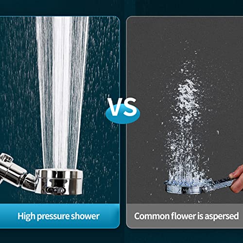 High Pressure Shower Head,360° Rotating Shower Head Holder 3 Settings with ON/OFF Switch,Drill-Free base,3 shower filters with 78" Stainless Hose shower head with handheld