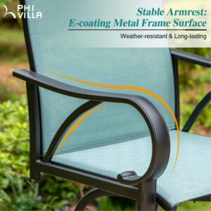 PHI VILLA Patio Outdoor Bar Stool Swivel Chairs, Outdoor Bar Height Patio Chairs with Back, All-Weather Textilene Fabric Bar Furniture for Garden, Waterproof and Quick-Drying, Set of 6