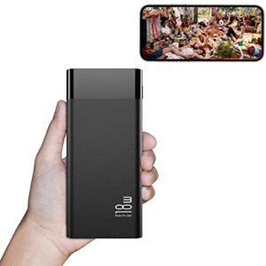 lizvie smart hidden camera power bank smart camera with wide degree lens, built-in 32g sd card, app remotely control, wireless 29 hours loop record