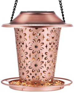 bird feeders for outdoors hanging solar bird feeder garden lantern for outside patio decoration gift for wild bird lovers metal easy to clean and fill