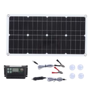 solar battery, 250w monocrystalline solar panel kit with 10a charge controller dual usb ports for rv car boat battery charging