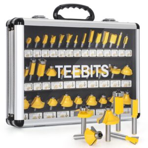 router bits set 1/4 inch shank - teebits 35 pcs router bits for professional woodworker and beginner