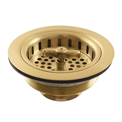 Gourmet Scape K212BB Kingston Tacoma Spin and Seal Sink Basket Strainer, Brushed Brass