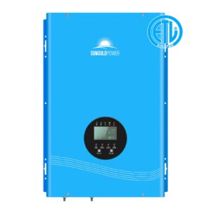 sungoldpower ul 1741 12000w 48 volt solar inverter charger, 240v input 120v/240v output split phase, pure sine wave, low frequency with 80a ac charger, two 60a mppt solar chargers, blue