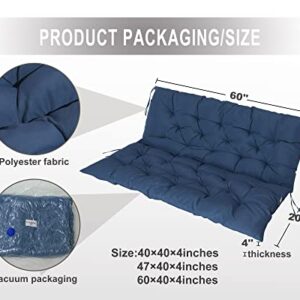 COSNUOSA Swing Replacement Cushions Waterproof Porch Swing Cushions 2-3 Seater Outdoor Swing Cushions for Outdoor Furniture Navy 60x40 Inches