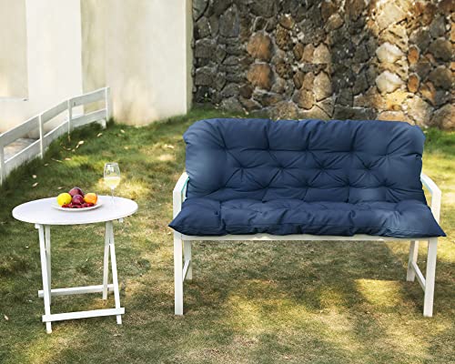 COSNUOSA Swing Replacement Cushions Waterproof Porch Swing Cushions 2-3 Seater Outdoor Swing Cushions for Outdoor Furniture Navy 60x40 Inches