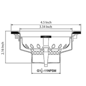 Talea Kitchen Sink (3-1/2'' Inch) Stainless Steel Drain Assembly with Strainer Basket,Drain Stopper,Sink Drain Kit