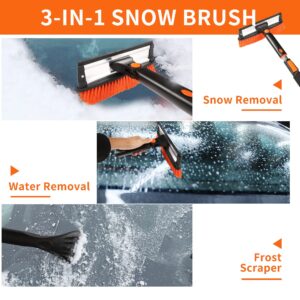 Tapha 36-Inch Squeegee Snow Brush Ice Scraper and Snow Shovel Kit for Car Snow Ice Removal, 3-in-1 Ergonomic Extendable and Detachable Snow Removal Winter Accessories Kit for SUV, Car, Truck