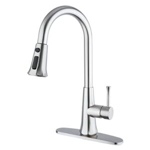 gappo kitchen faucets, kitchen sink faucet with pull down sprayer for 3 holes, single handle high arc stainless steel rv faucet with deck plate,brushed nickle