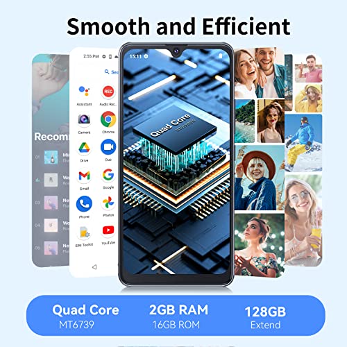 CUBOT Note 8 Smartphone Without Contract, 4G Android 11 Mobile Phone, 5.5 Inch HD Display, 13MP + 5MP Camera, 3100mAh Battery, 2GB/16GB, 128GB Expandable, Dual SIM Black