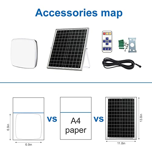 Solar Lights Indoor，Solar Shed Lights White Pendent Light with Remote Control for Home,Barn,Garage,Porch,Hallway,Patio,Garden,Balcony etc.