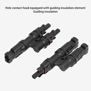 DC Solar T Connector, 1 Pair 40A 1000V Solar Branch Connector 2 to 1 Male Female Waterproof for PV Panel Cable