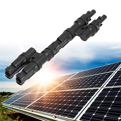 DC Solar T Connector, 1 Pair 40A 1000V Solar Branch Connector 2 to 1 Male Female Waterproof for PV Panel Cable