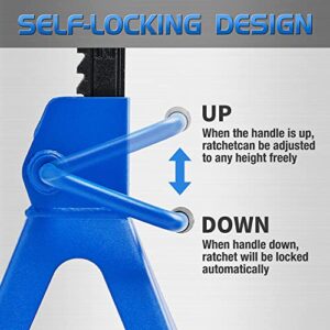 TONDA Jack Stands, 3 Ton 6,000 lb, Heavy Duty Steel Car Lifting Stand for Sedan SUV, Blue, 1 Pair