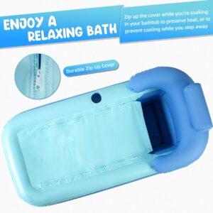 Inflatable Bathtub Adult with Electric Air Pump, Indoor or Outdoor Portable Foldable Bath Tub and Ice Bath Tub, Freestanding Blow Up Bathtub with Bath Pillow Headrest for Adults Spa, 63"x33" (Blue)