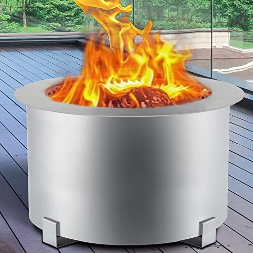 VEVOR Smokeless Fire Pit, Large 21.5 inch Diameter Wood Burning Fire Pit, Stainless Steel Stove Bonfire, Outdoor Stove Bonfire Fire Pit, Portable Smokeless Fire Bowl for Picnic Camping Backyard Silver