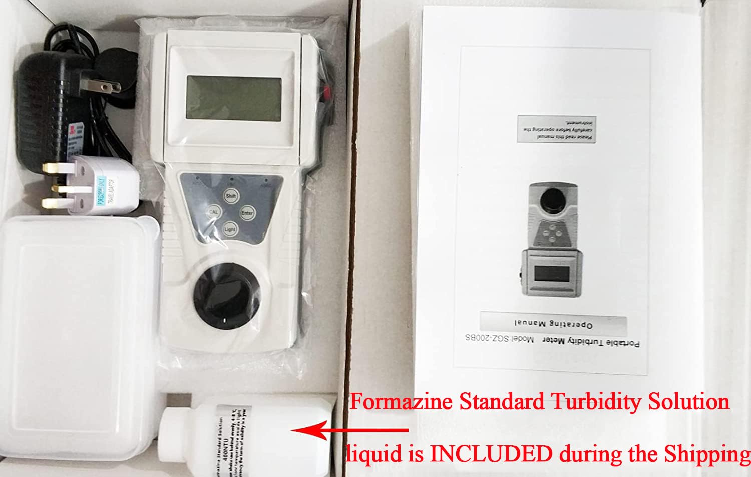 HFBTE Industrial Sewage Turbidimeter Turbidity Meter Lab Turbidity Meters Sewage Tap Water Quality Detector with Large Measuring Range 0 to 400 NTU 400 to 1000 NTU Resolution 0.1 NTU LCD Display