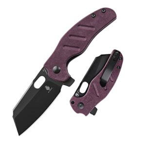 kizer c01c(mini) edc knife sheepdog red richlite handle, 4v pocket folding knife, removable flipper tab v3488a5