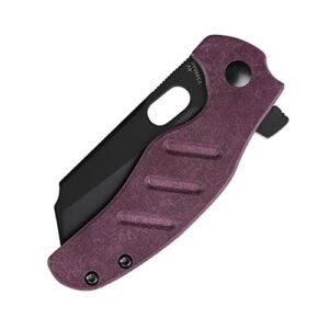Kizer C01c(Mini) EDC Knife Sheepdog Red Richlite Handle, 4V Pocket Folding Knife, Removable Flipper Tab V3488A5