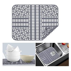 justogo sink protectors for kitchen sink,silicone sink mat grid accessory,1 pcs non-slip grey sink mats for bottom of kitchen farmhouse stainless steel porcelain sink (16.25"x 13")