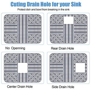JUSTOGO Sink Protectors for Kitchen Sink,Silicone Sink Mat Grid Accessory,1 PCS Non-slip Grey Sink Mats for Bottom of Kitchen Farmhouse Stainless Steel Porcelain Sink (16.25"x 13")