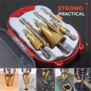 6PCS High-Speed Reaming Pagoda Sawtooth Set,Step Drill Bit Set Cobalt,Multiple Hole Stepped Up Bits for DIY Lover Plastic, Wood, Sheet Metal, Aluminum Hole Drilling