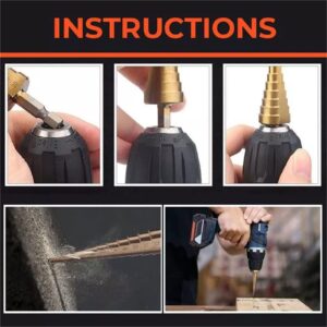 6PCS High-Speed Reaming Pagoda Sawtooth Set,Step Drill Bit Set Cobalt,Multiple Hole Stepped Up Bits for DIY Lover Plastic, Wood, Sheet Metal, Aluminum Hole Drilling