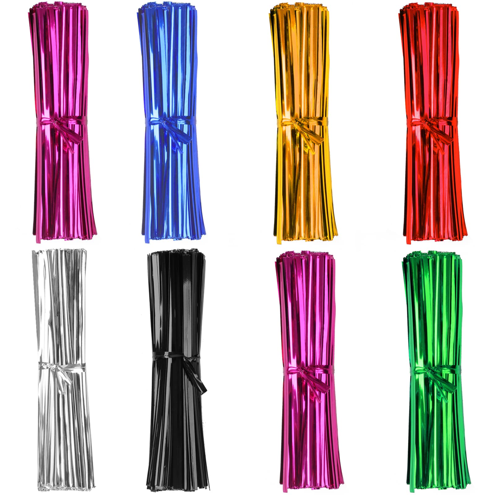 3200 Pcs Twist Ties, Plastic 4" Metallic Twist Ties, Twist Ties for Bags, Wire Ties Reusable Twist Bread Ties for Household and Office Use (8 colors)