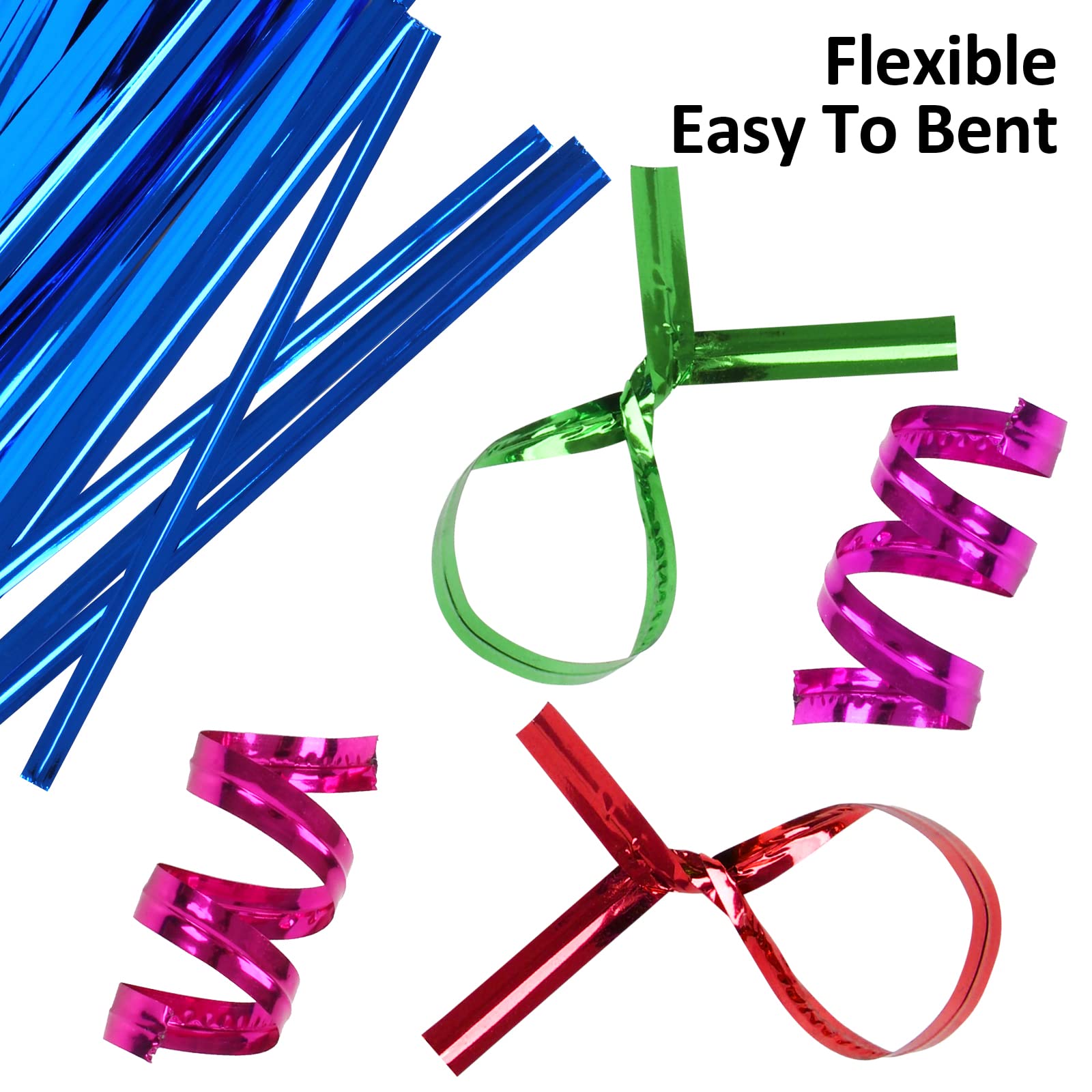 3200 Pcs Twist Ties, Plastic 4" Metallic Twist Ties, Twist Ties for Bags, Wire Ties Reusable Twist Bread Ties for Household and Office Use (8 colors)