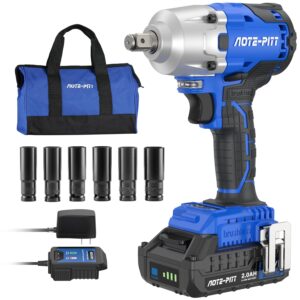 20v 370 ft-lbs brushless 1/2 inch impact wrench kit with 6 sockets, 2ah battery, charger, bag