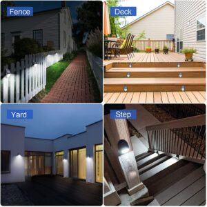 XINREE Solar Deck Lights Outdoor Waterproof, 12 Pack Solar Powered Fence Lights for Outdoor Stair Steps Patio Porch Yard Front Door(10 Led Cool White)