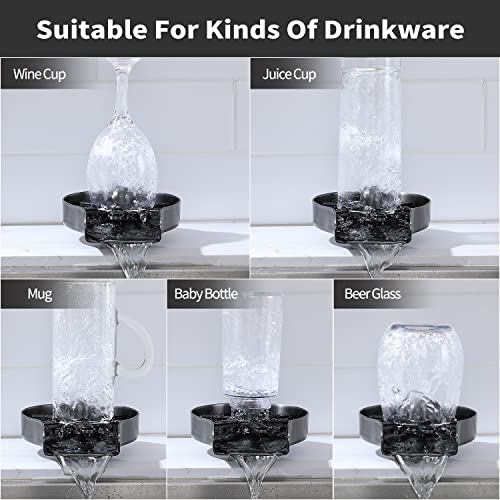Glass Rinser for Kitchen Sink, WingHo 360° Rotating Stainless Steel Cup Cleaner Cup Washer Sink Accessories, Gray
