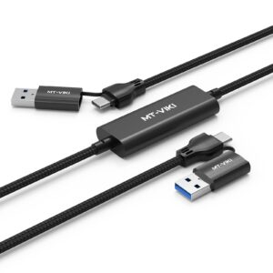 mt-viki usb 3.0 + type c transfer cable synchronizer, two computer mutual data transfer cable high-speed usb 3.0 transfer cable support thunderbolt 3 4 5 gbps