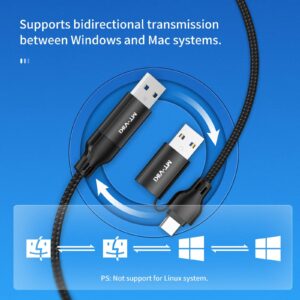 MT-VIKI USB 3.0 + Type C Transfer Cable Synchronizer, Two Computer Mutual Data Transfer Cable High-Speed USB 3.0 Transfer Cable Support Thunderbolt 3 4 5 Gbps