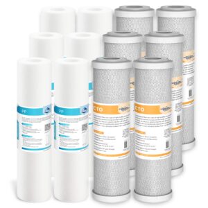 5 micron polypropylene & 5 micron cto carbon block water filter 10"x2.5", whole house water filters universal replacement filter cartridge by membrane solutions