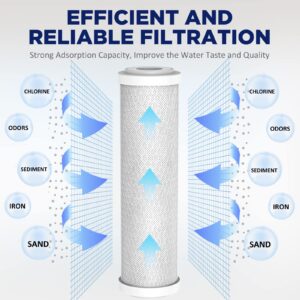 5 Micron Polypropylene & 5 Micron CTO Carbon Block Water Filter 10"x2.5", Whole House Water Filters Universal Replacement Filter Cartridge by Membrane Solutions