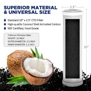 5 Micron Polypropylene & 5 Micron CTO Carbon Block Water Filter 10"x2.5", Whole House Water Filters Universal Replacement Filter Cartridge by Membrane Solutions